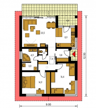 Floor plan of ground floor - BUNGALOW 162